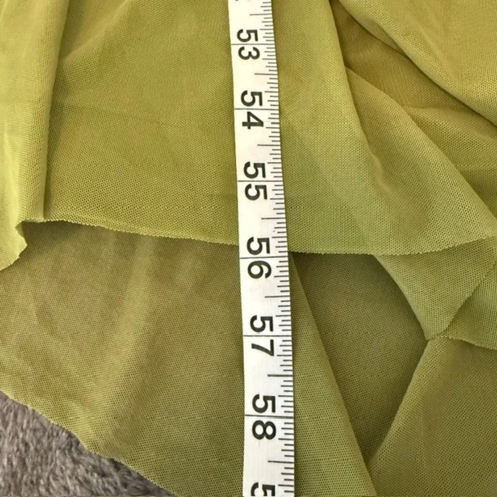 Abercrombie & Fitch Ruched Mesh Maxi Dress Avocado Green Medium Tall